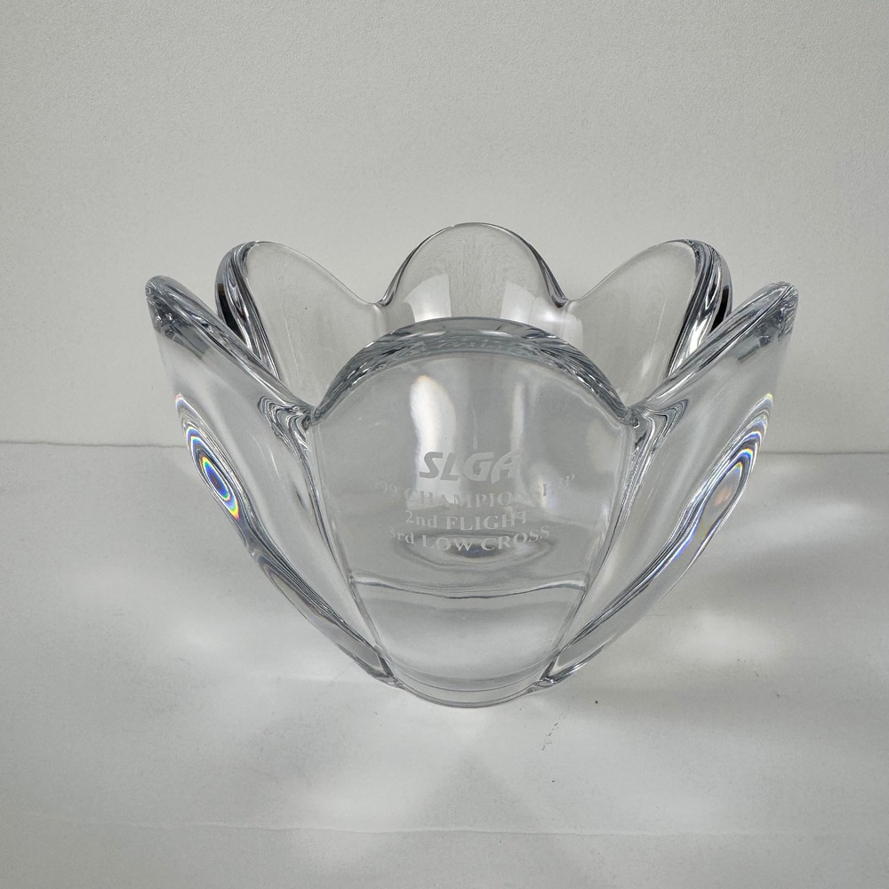 Crystal Flower Bowl Clear Small SLGA 1999 Championship Golf Trophy Decor